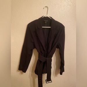 Zip and tie black jacket Lane Bryant